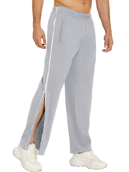 Men's new solid color trendy sports side zipper loose sweatpants