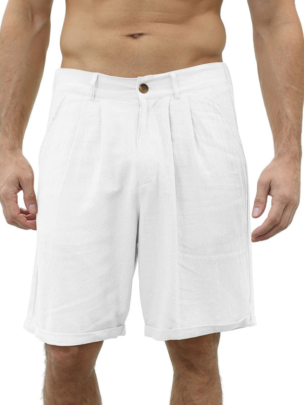 Men's new casual beach shorts with buttons and elastic waist