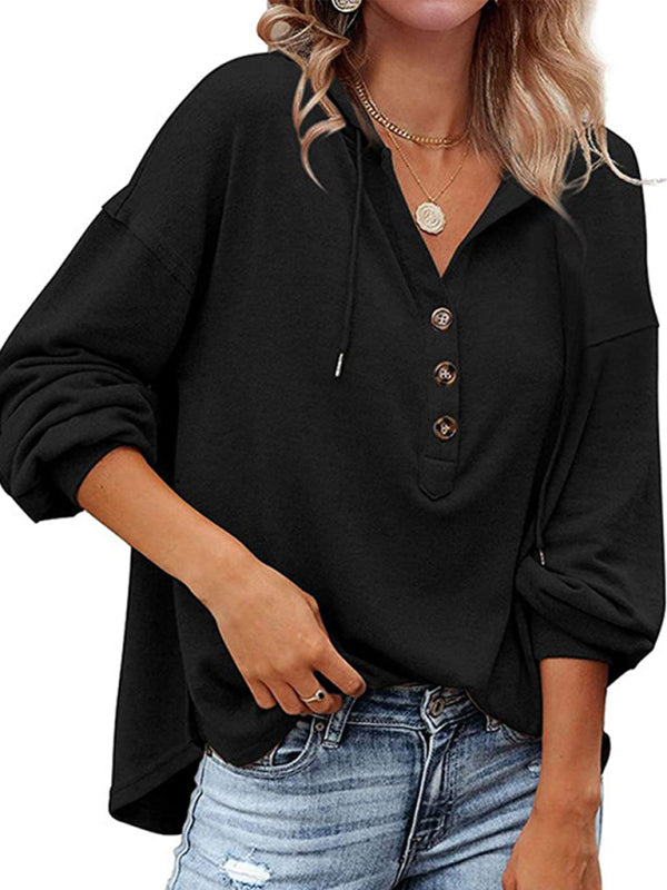 Women's Cardigan Hoodie Casual Loose Solid Color Sweatshirt