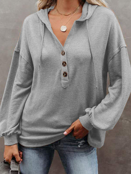 Women's Cardigan Hoodie Casual Loose Solid Color Sweatshirt