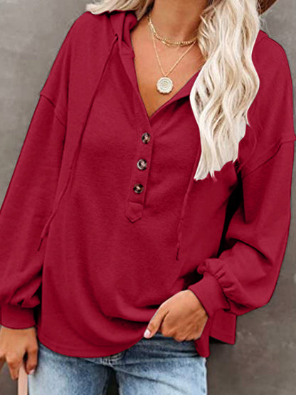 Women's Cardigan Hoodie Casual Loose Solid Color Sweatshirt