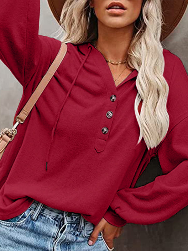 Women's Cardigan Hoodie Casual Loose Solid Color Sweatshirt