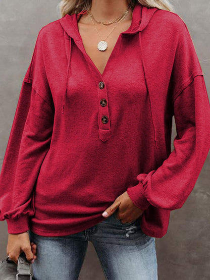 Women's Cardigan Hoodie Casual Loose Solid Color Sweatshirt