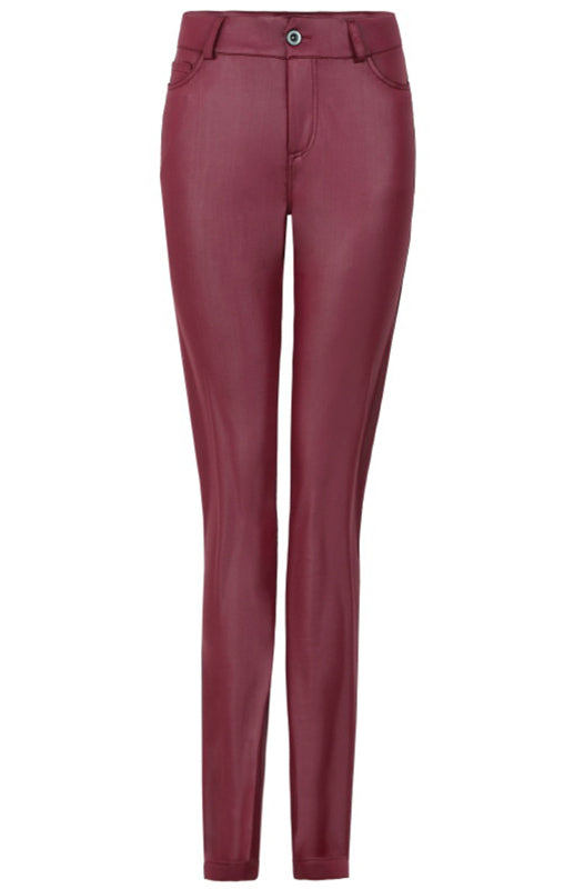 Women's Fashion Pu Leather Feet Trousers