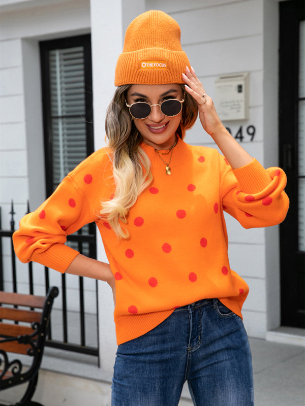 Women's Fashion Knit Polka Dot Pullover