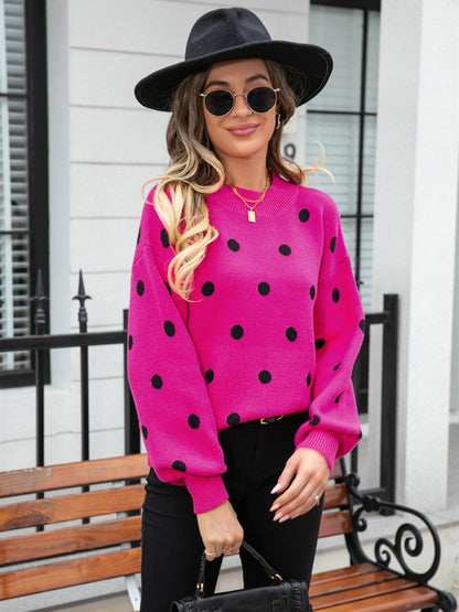 Women's Fashion Knit Polka Dot Pullover