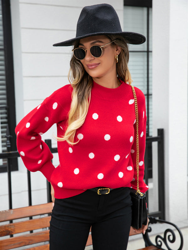 Women's Fashion Knit Polka Dot Pullover