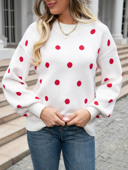 Women's Fashion Knit Polka Dot Pullover