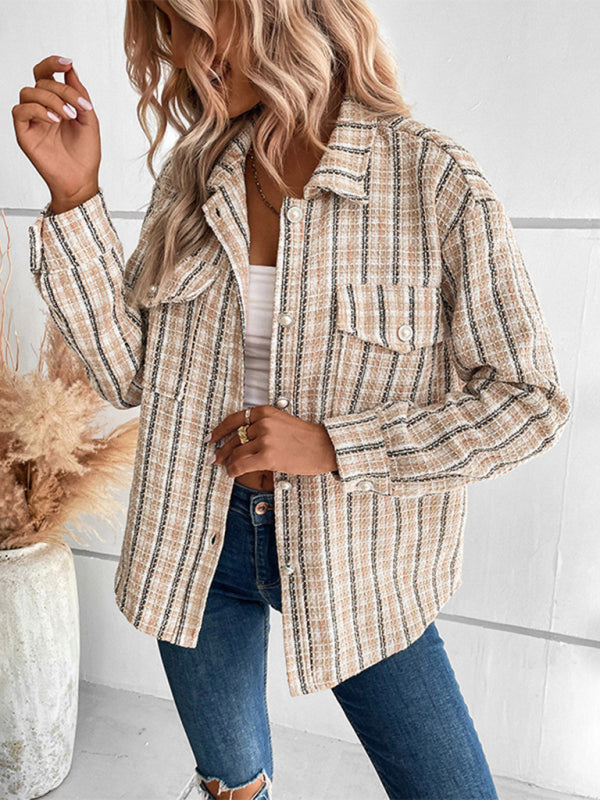 Women's autumn and winter long-sleeved plaid shirt outerwear